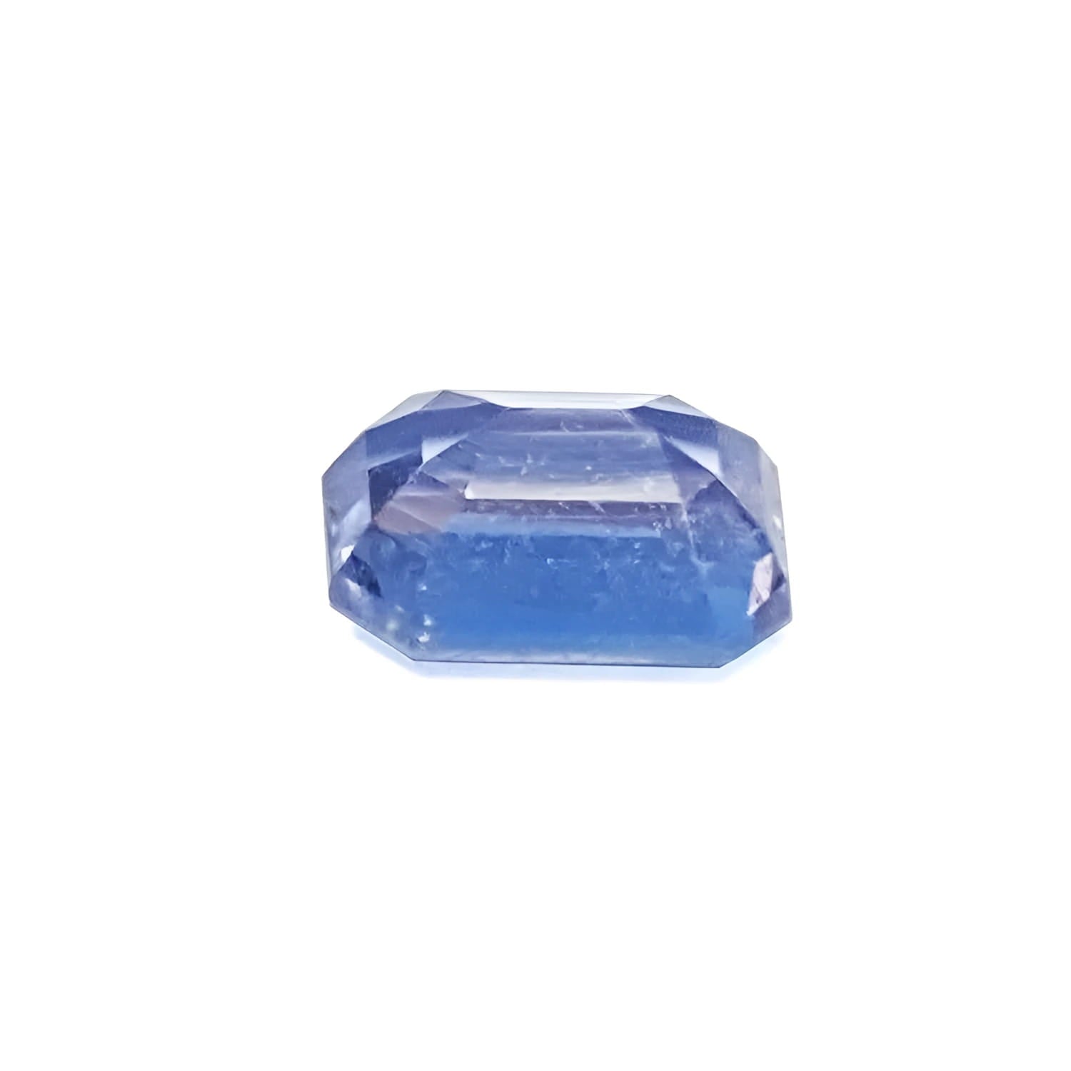 Sparkling 1.24 ct genuine medium light blue emerald-cut loose sapphire gemstone.
