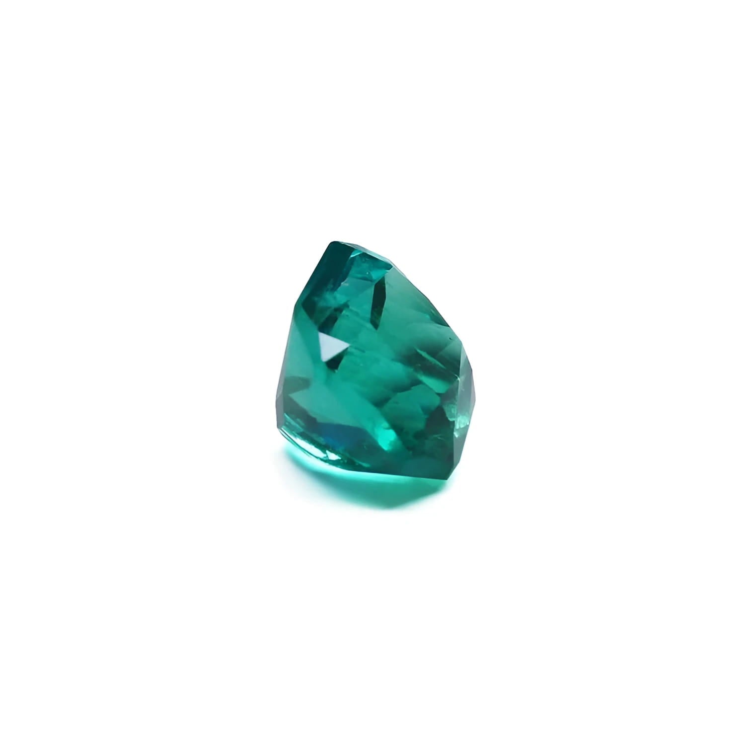2.45 ct GIA certified Asscher cut emerald with vibrant bluish-green color.