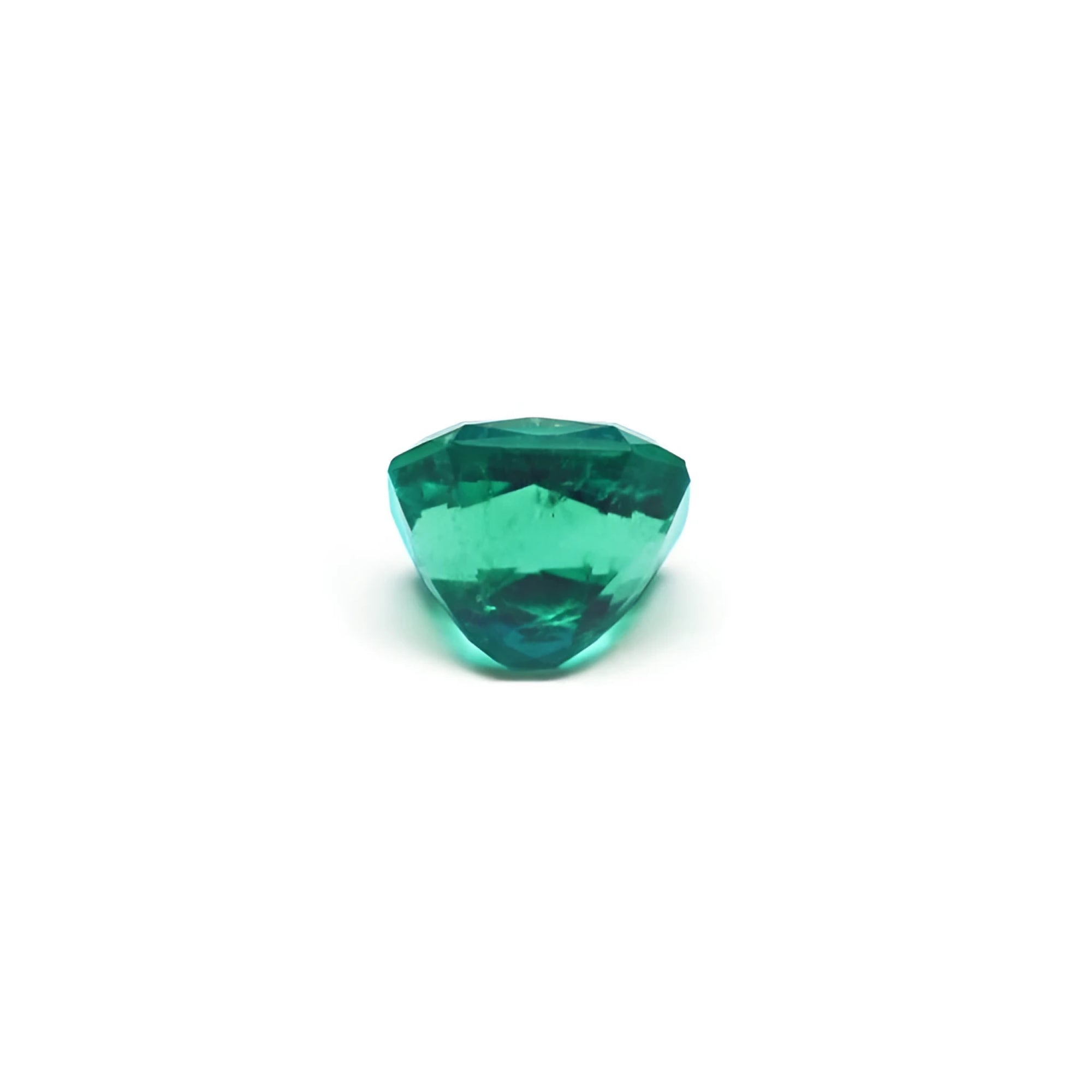 2.45 ct. GIA certified Asscher cut emerald with vibrant bluish-green color.