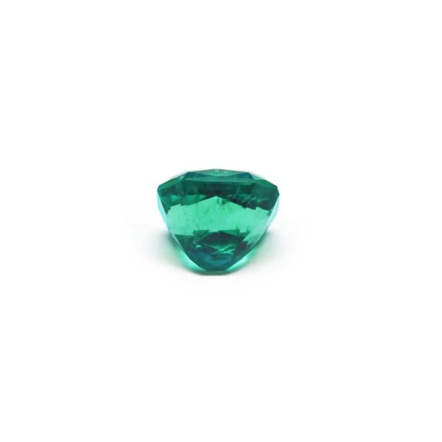 2.45 ct. GIA certified Asscher cut emerald with vibrant bluish-green color.