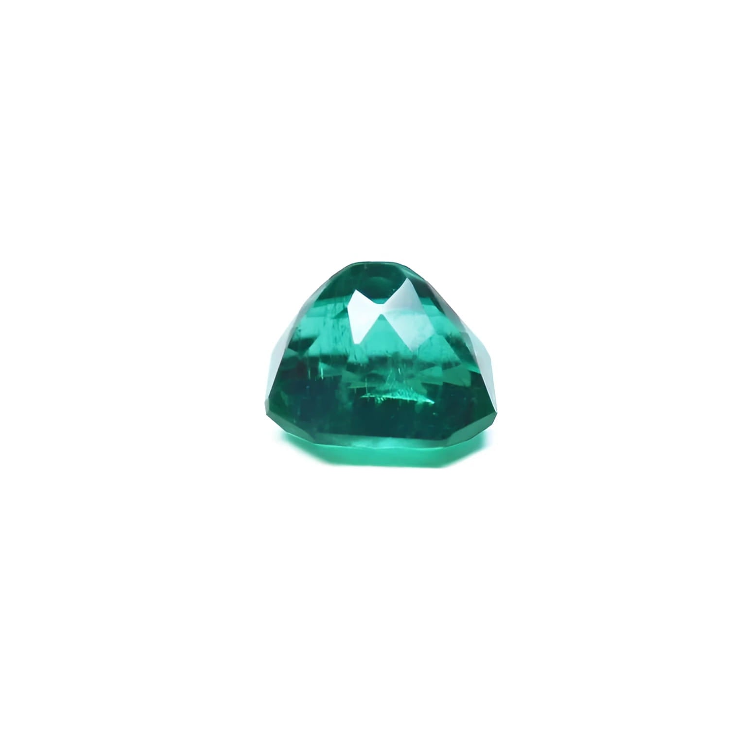 2.45 ct GIA certified Asscher cut emerald with vibrant bluish-green color.