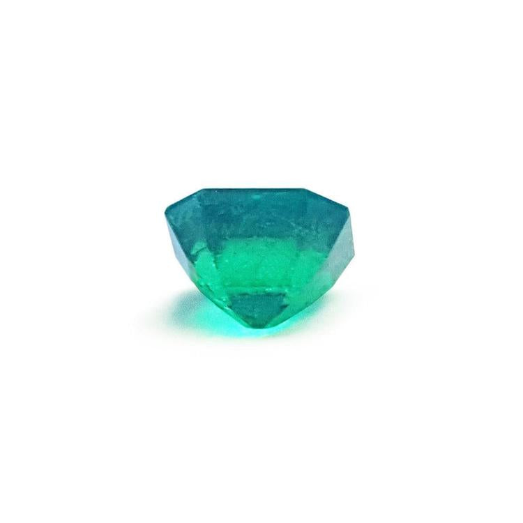 1.40 carat GIA certified emerald-cut Colombian emerald, sparkling bluish medium-deep green.