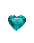 GIA certified loose Colombian emerald heart cut front tall table and crown view