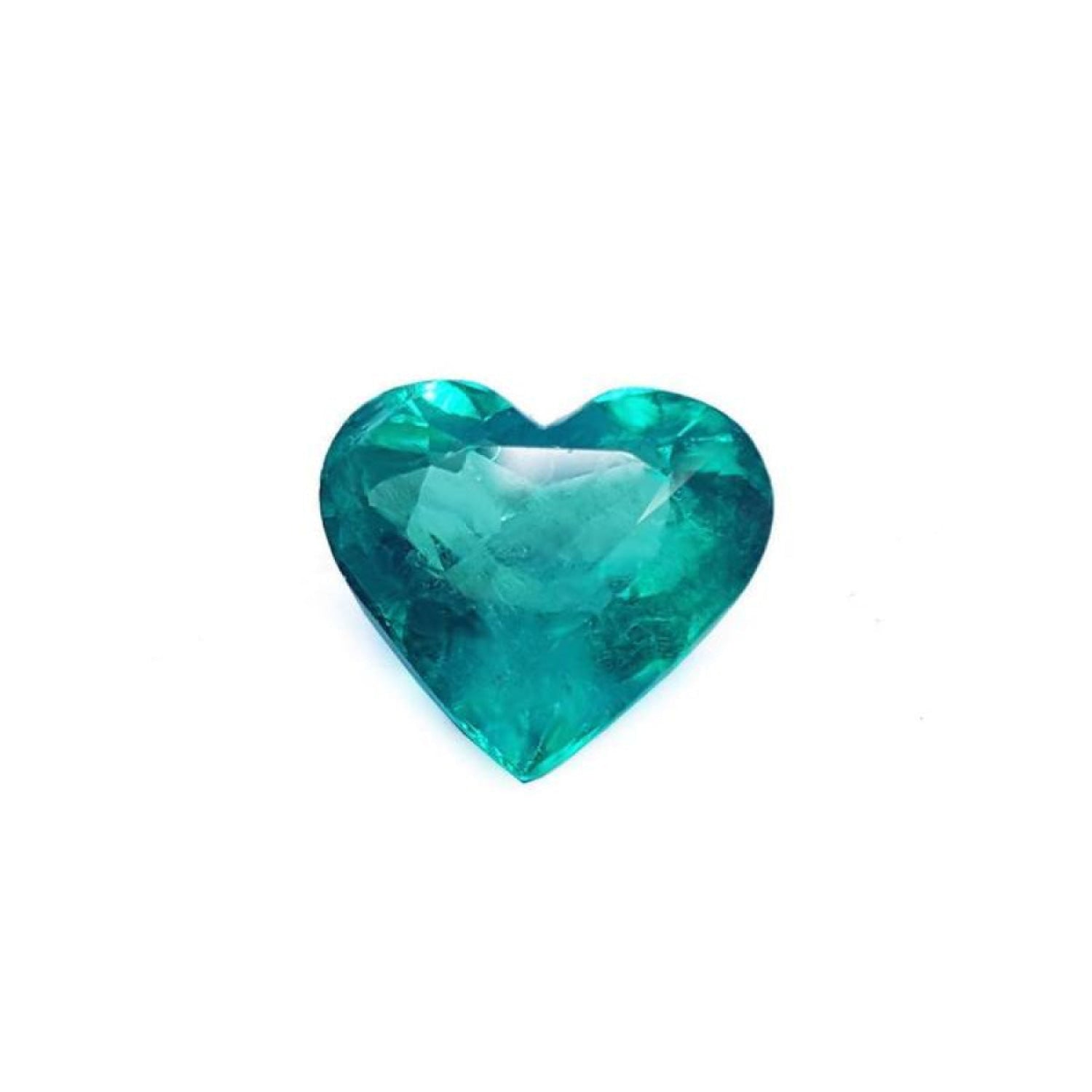 GIA certified 3.27 carat Colombian emerald, heart cut, with vibrant green facets.