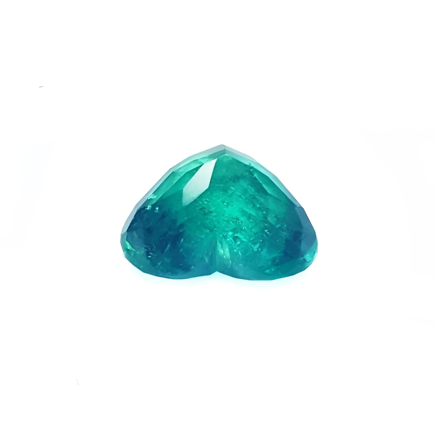 GIA certified 3.27 carat heart-cut Colombian emerald gemstone with vibrant green facets.