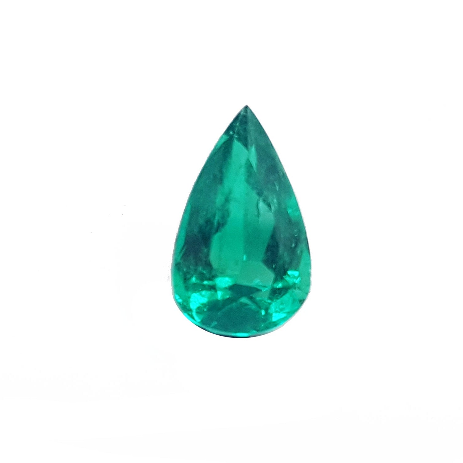 GIA certified loose natural colombian emerald pear cut bluish deep green.