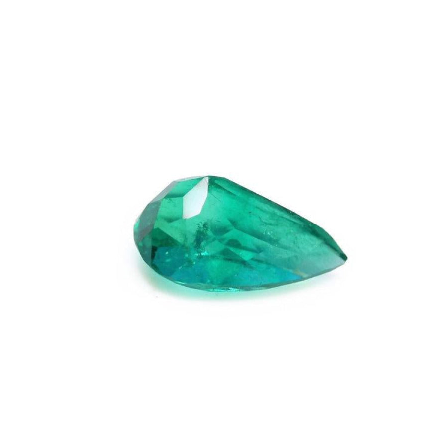 2.77 carat GIA certified loose Colombian emerald, pear cut, vivid deep bluish-green hue.