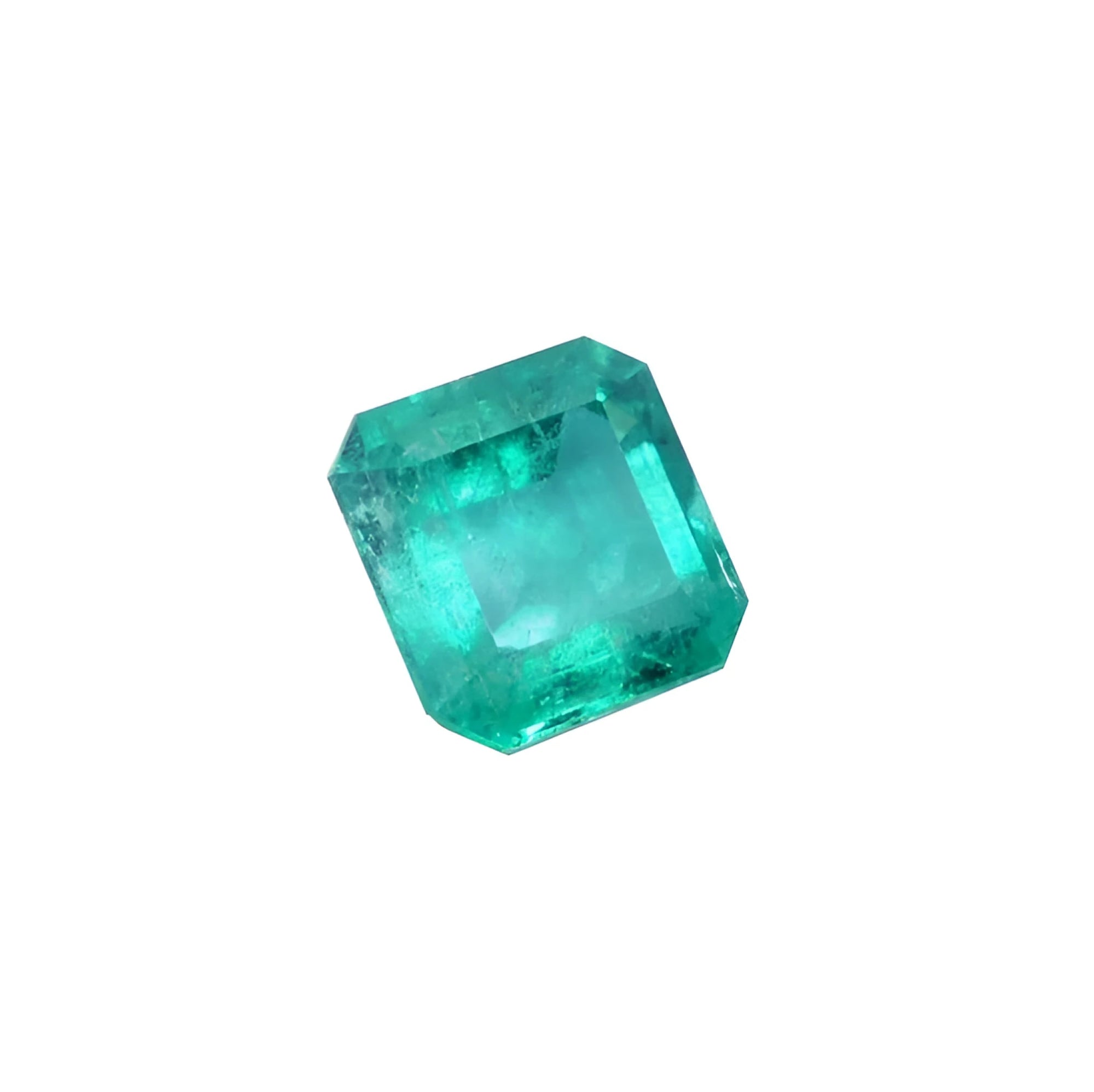 GIA certified loose natural Colombian emerald square very brilliant with very good clarity.