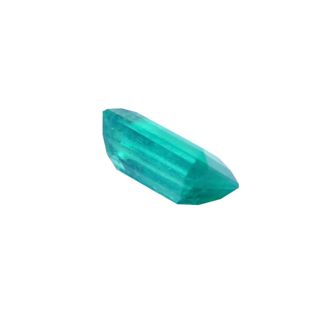 GIA certified loose colombian emerald rectangular front underneath girdle and pavilion view 