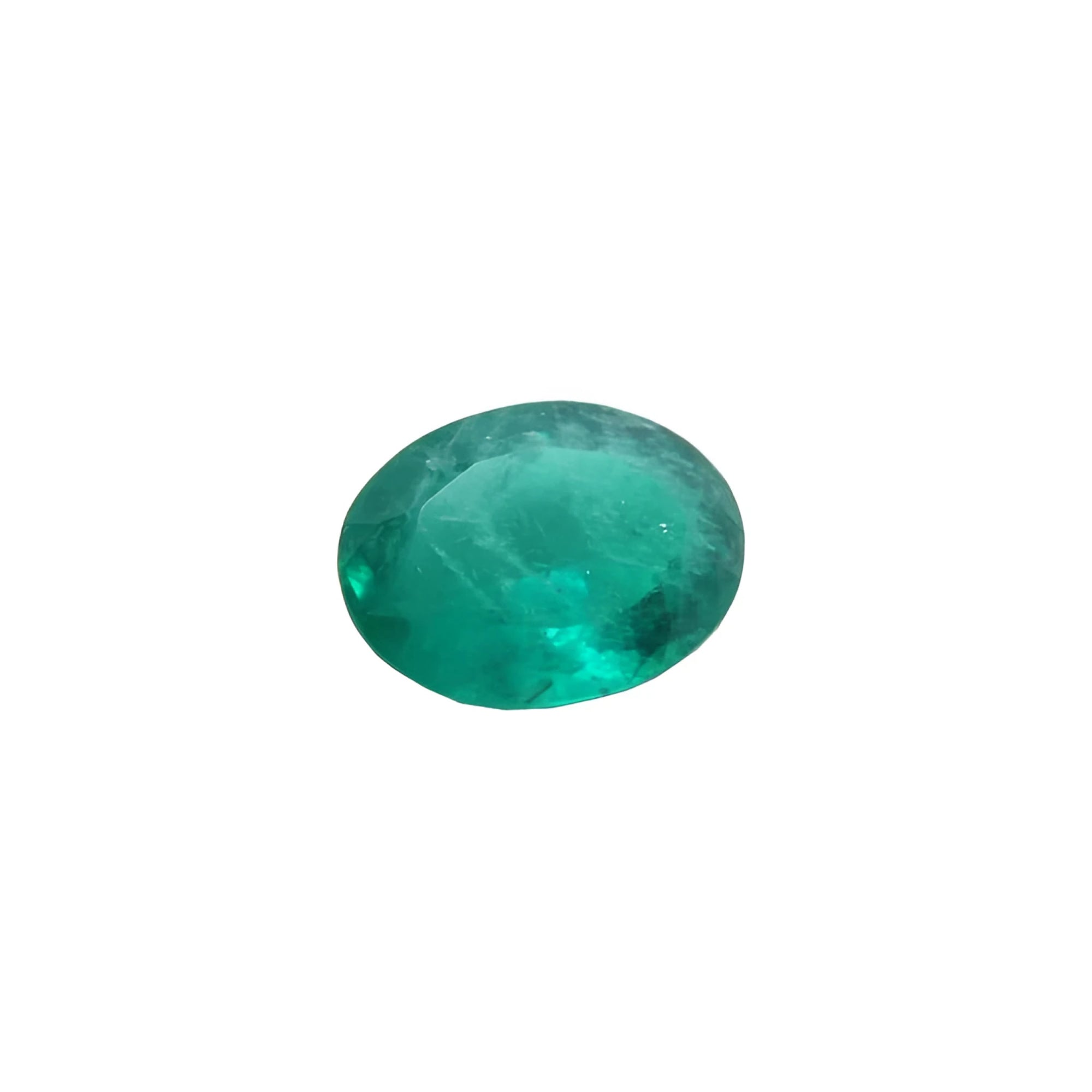 Bright bluish-green 3.68 ct. GIA certified oval emerald from Colombia.