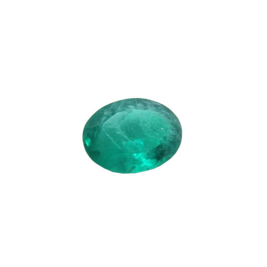 Bright bluish-green 3.68 ct. GIA certified oval emerald from Colombia.