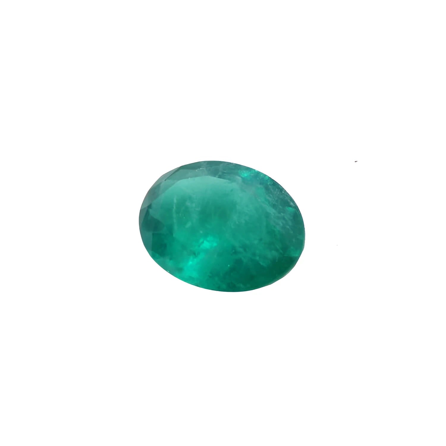 Oval cut natural colombian emerald, Muzo mines deep bluish green.