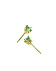 Girls' 14K gold stud earrings with round natural Colombian emeralds.