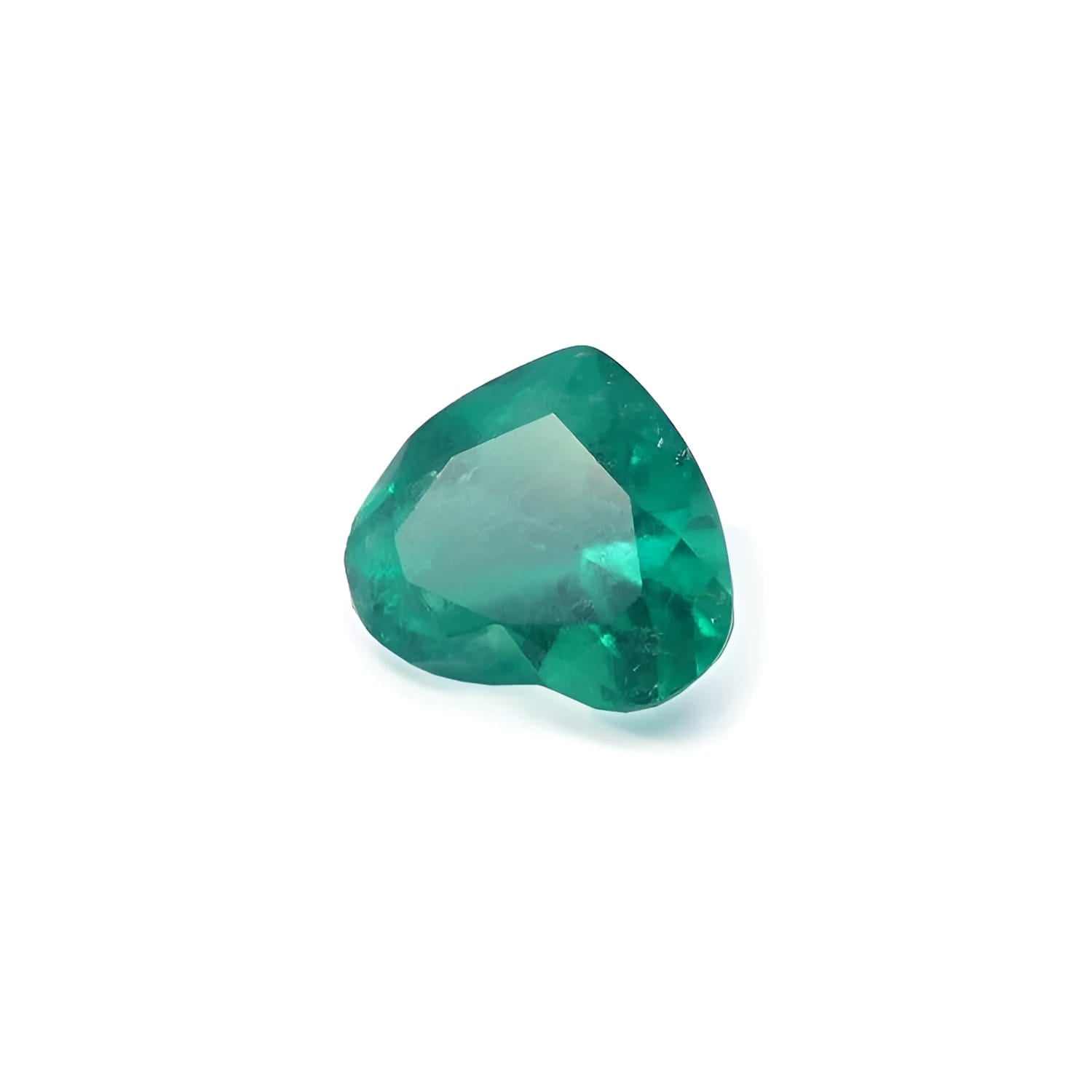 1.26 ct. vibrant bluish-green heart-cut Colombian emerald gemstone.