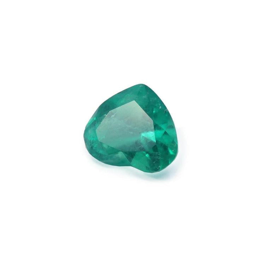 1.26 ct. vibrant bluish-green heart-cut Colombian emerald gemstone.