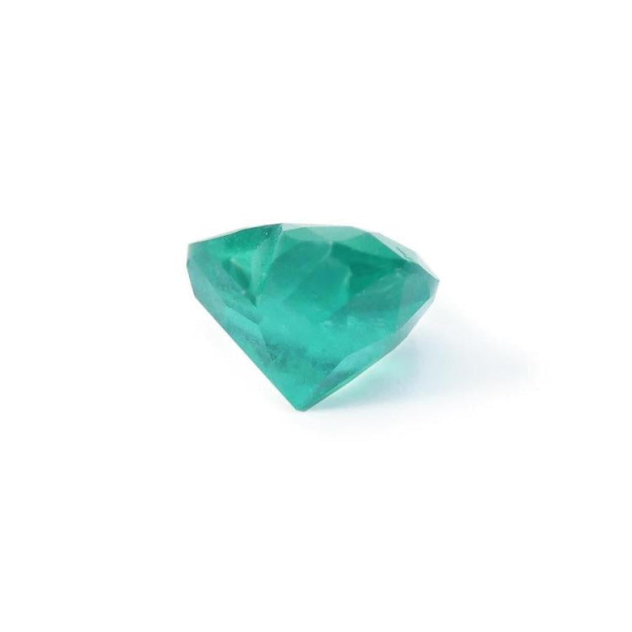 1.26 ct. vibrant bluish-green heart-cut Colombian emerald gemstone.