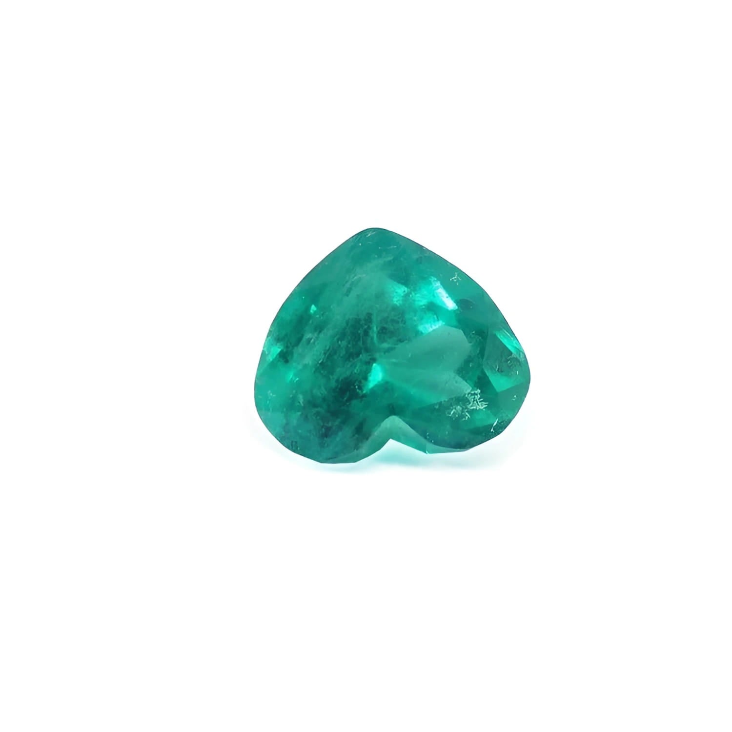 Heart cut natural colombian emerald High quality 1.26 ct. vibrant bluish green color very close to the top quality.