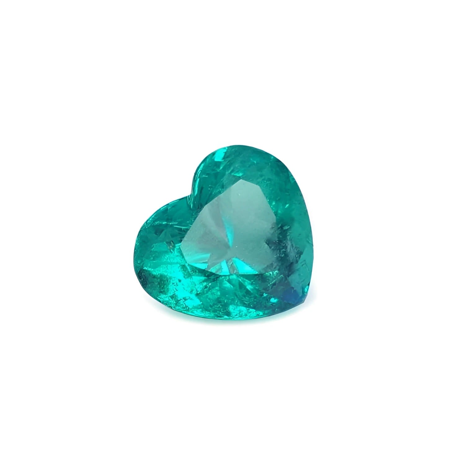 GIA certified 2.54 carat heart-cut natural Colombian emerald with sparkling bluish medium-deep green color.