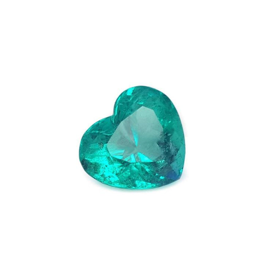 GIA certified 2.54 carat heart-cut natural Colombian emerald with sparkling bluish medium-deep green color.