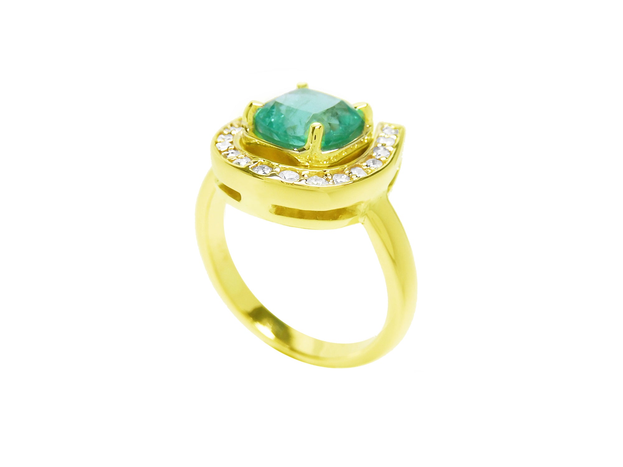 1.48 ct. horseshoe emerald ring for women crafted in 14k yellow gold