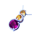 Natural Ruby Journey Pendant Slider Necklace Sapphires and Diamonds 14K White Gold