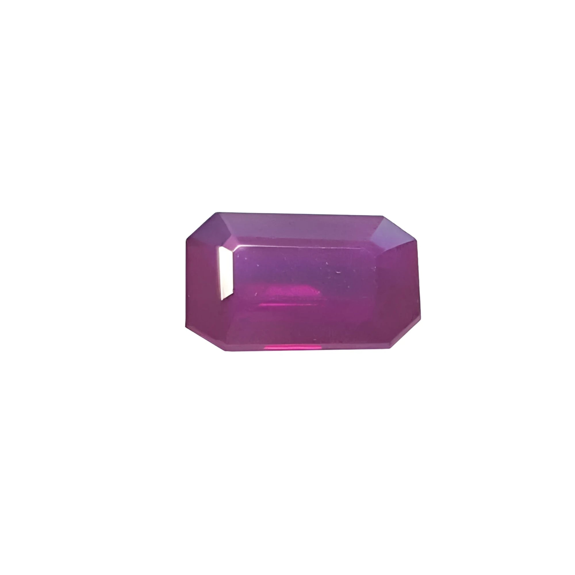 1.12 ct. deep red emerald-cut natural July birthstone ruby.