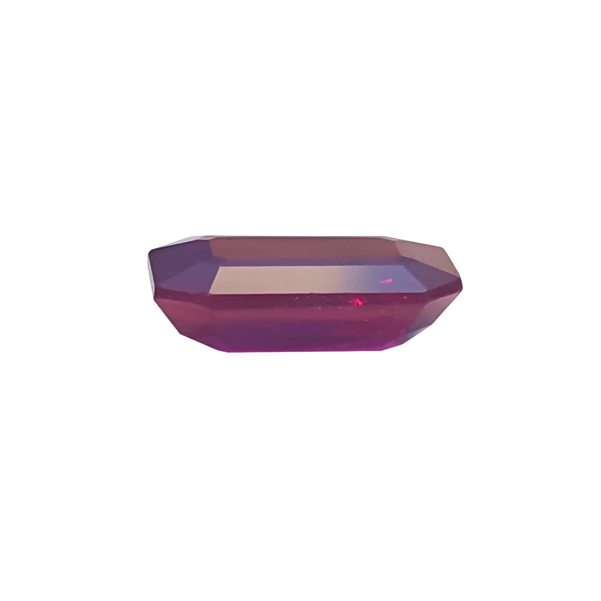 Deep red 1.12 ct natural emerald-cut July birthstone ruby.