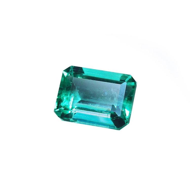 GIA certified loose emerald from Colombia front table and crown view