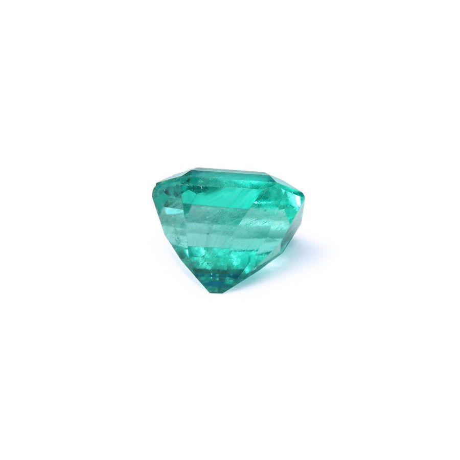 4.71 carat emerald-cut Colombian emerald with a medium bluish-green hue.