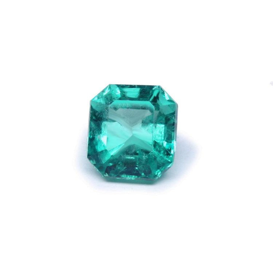 4.71 carat emerald-cut GIA certified Colombian emerald with a medium bluish-green hue.