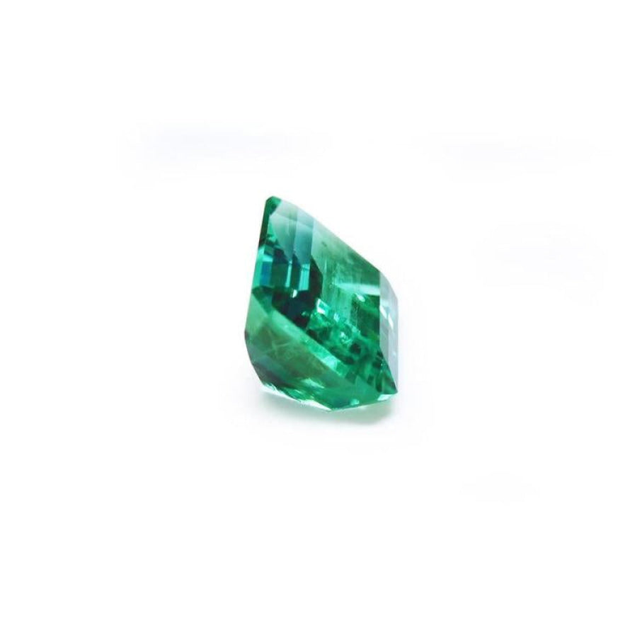 1.83 carat GIA certified emerald-cut Colombian emerald with a vibrant bluish-green hue.