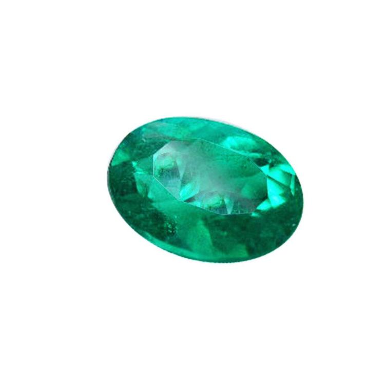 Natural loose Colombian emerald oval cut, left side table and crown view