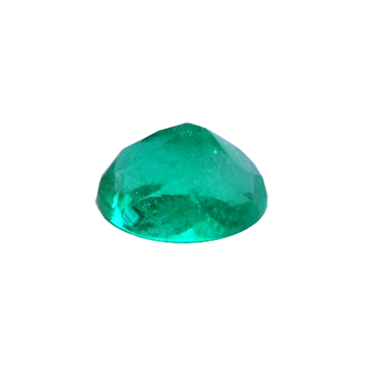 Natural loose Colombian emerald oval cut, upside down pavilion view