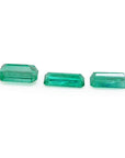 Loose emeralds matched trio set for earrings and pendant, upside down pavilions visibles