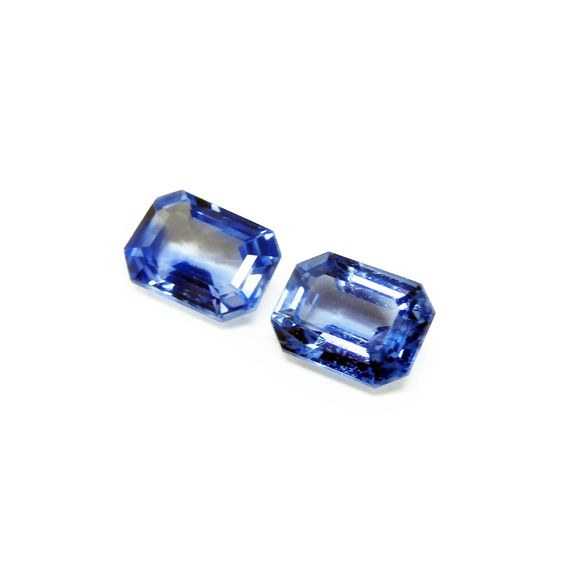 2.16 ct. Loose Matching Pair Blue Sapphires Emerald-cut Medium Light Color 
