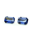 2.16 ct. Loose matching pair blue sapphires emerald-cut, crystalline medium light blue violet color, ideal for crafting elegant earrings.