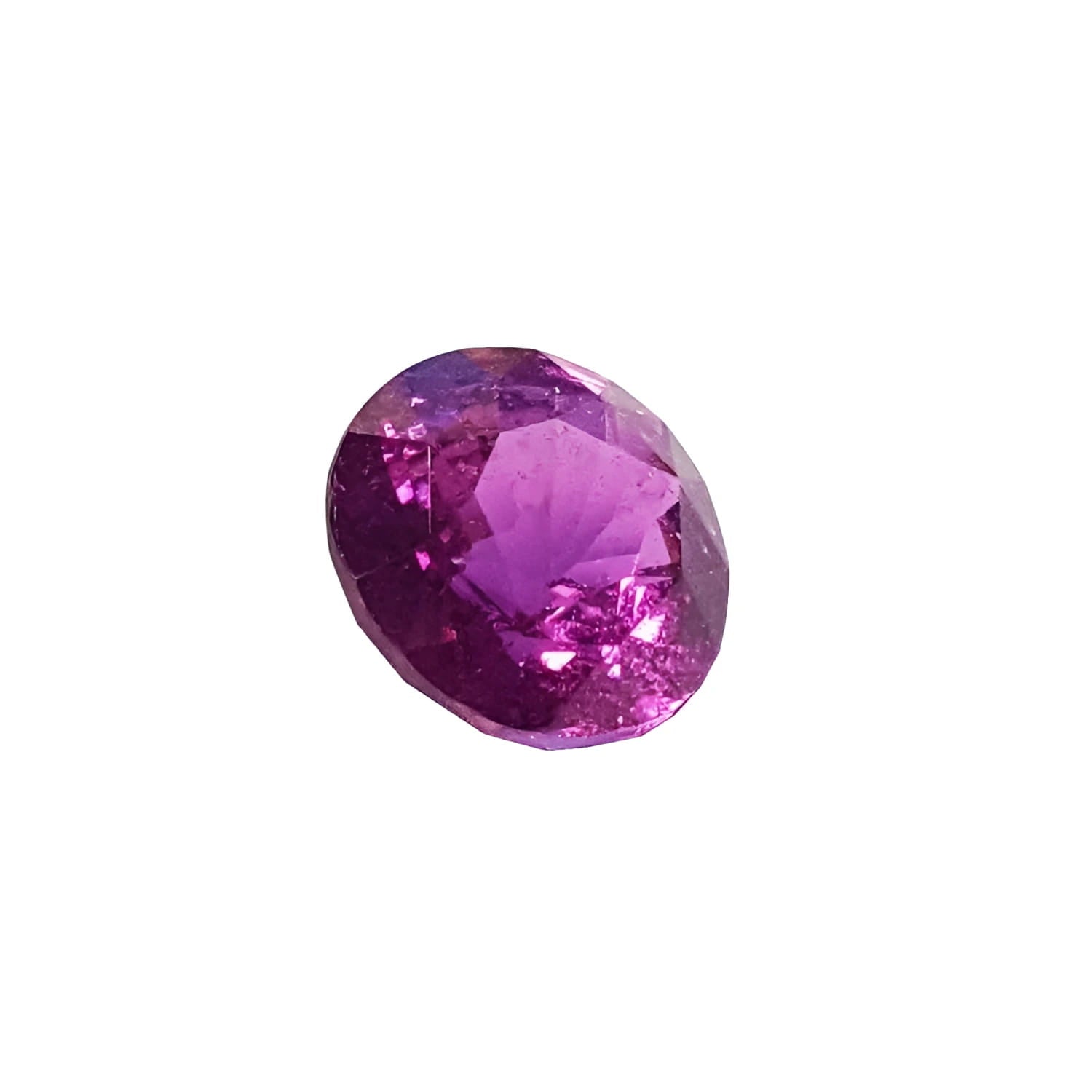 2.00 ct round cut natural pink sapphire loose stone with vibrant, clear medium pink hue.