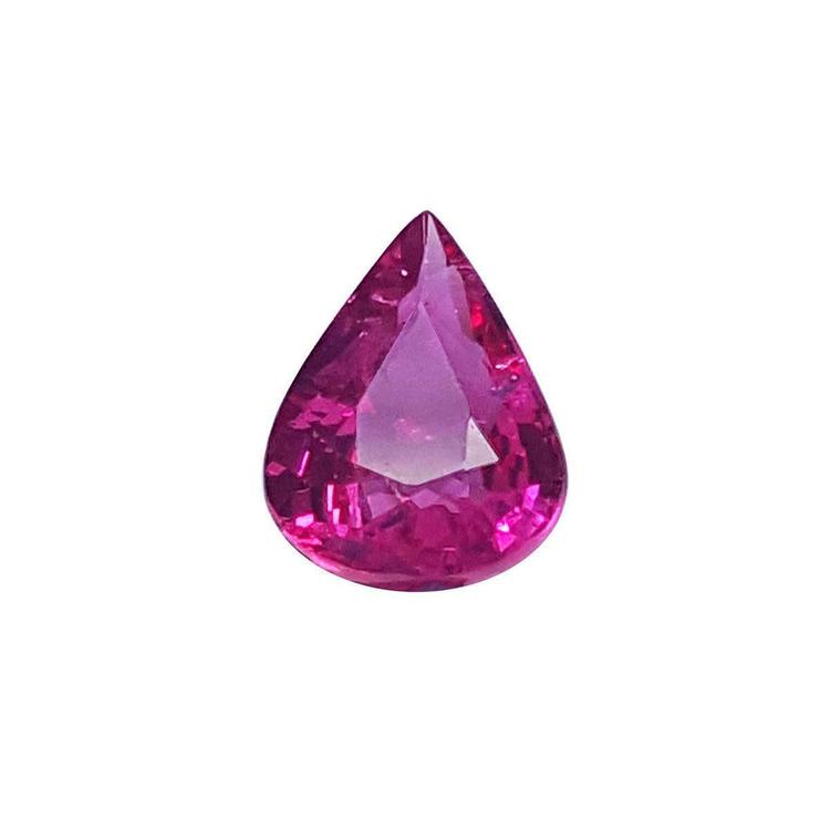 Loose natural Burmese ruby pear cut 1.09 carat, front tall position table and crown visibles