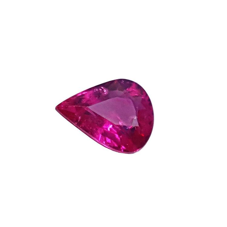 Loose natural Burmese ruby pear cut 1.09 carat, left side position table and crown visibles