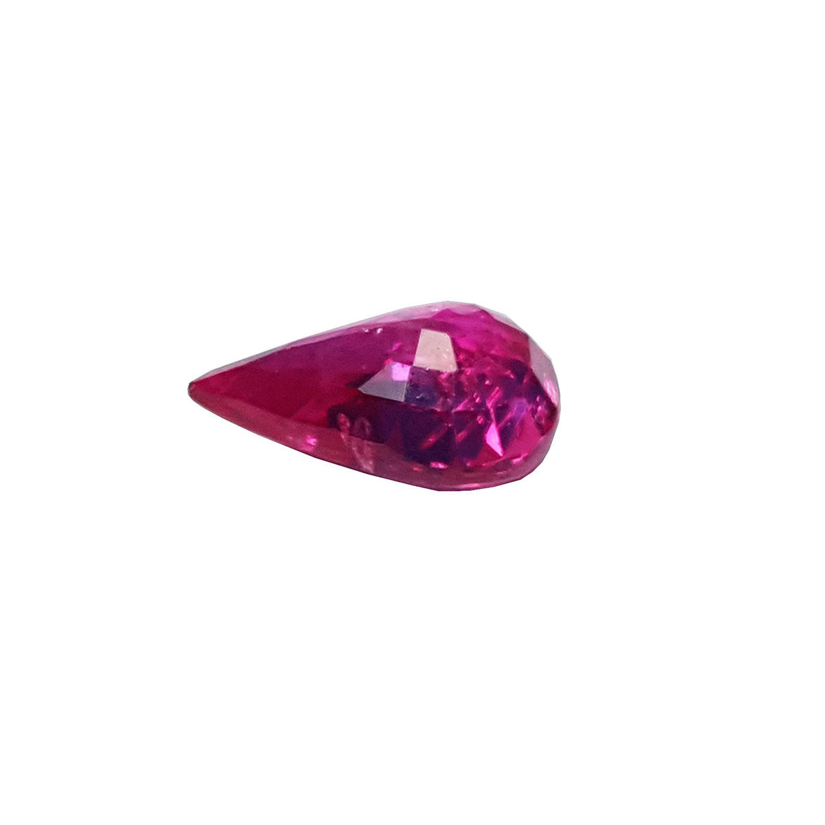 Loose natural Burmese ruby pear cut 1.09 carat, upside down pavilion exposed