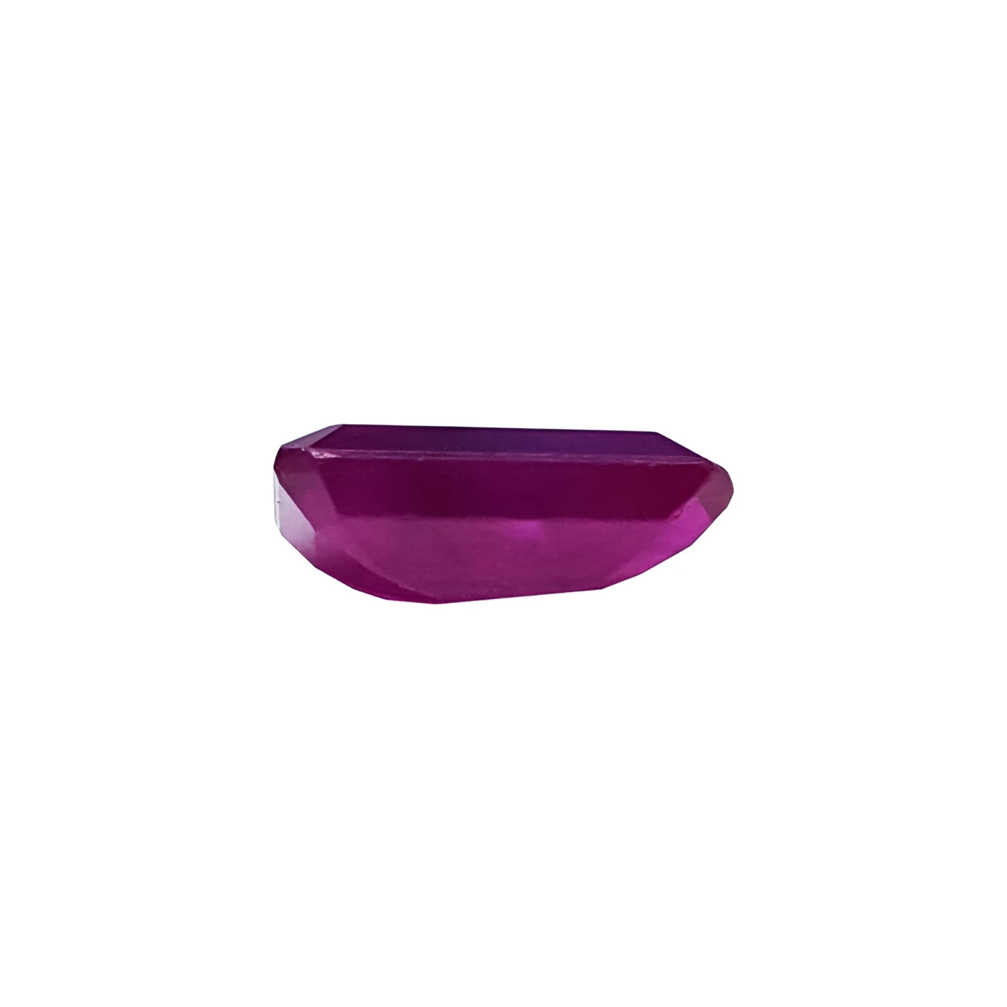 Deep red natural Burma ruby, 1.07 ct. tapered baguette cut, 4.28x3.28mm.