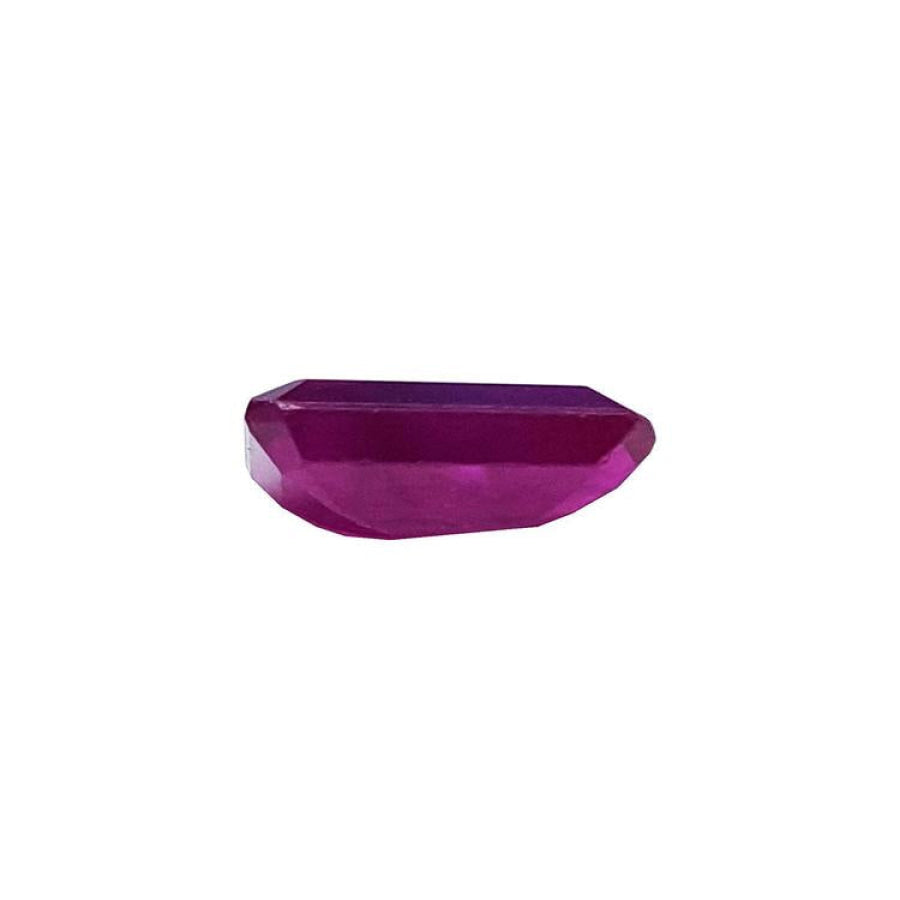 Deep red natural Burma ruby, 1.07 ct. tapered baguette cut, 4.28x3.28mm.