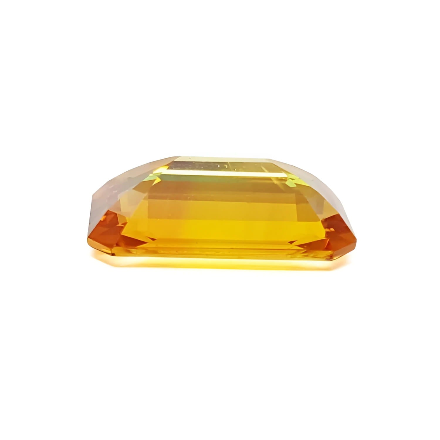 4.05 ct. vibrant intense yellow sapphire, rectangular emerald-cut loose gemstone.