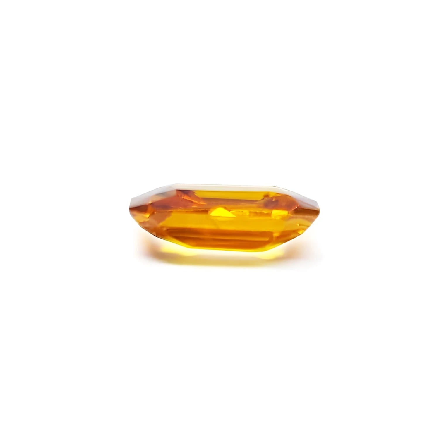 2.96 ct. loose natural yellow madeira sapphire, rectangular radiant cut gemstone.