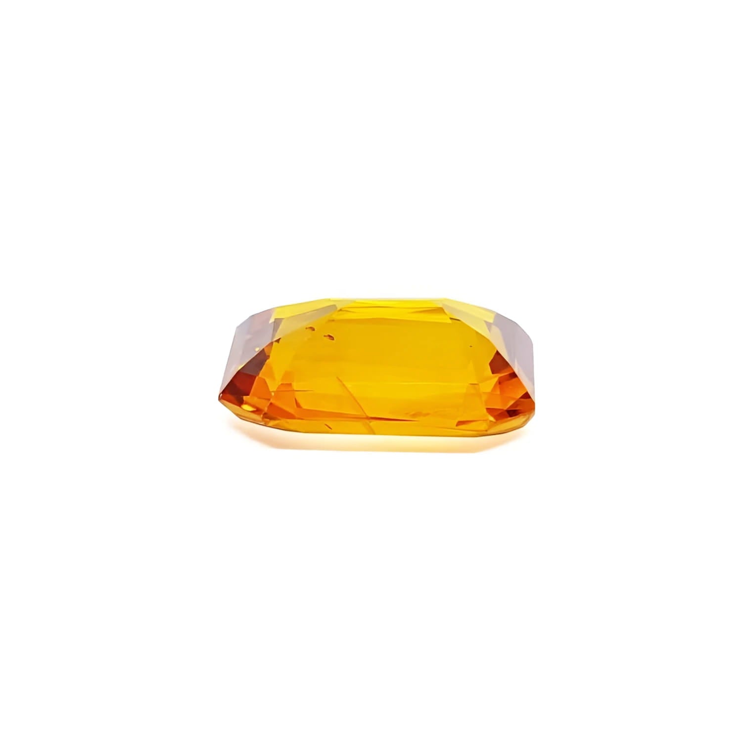 2.96 ct. loose natural yellow Madeira sapphire, radiant cut, vibrant even color.