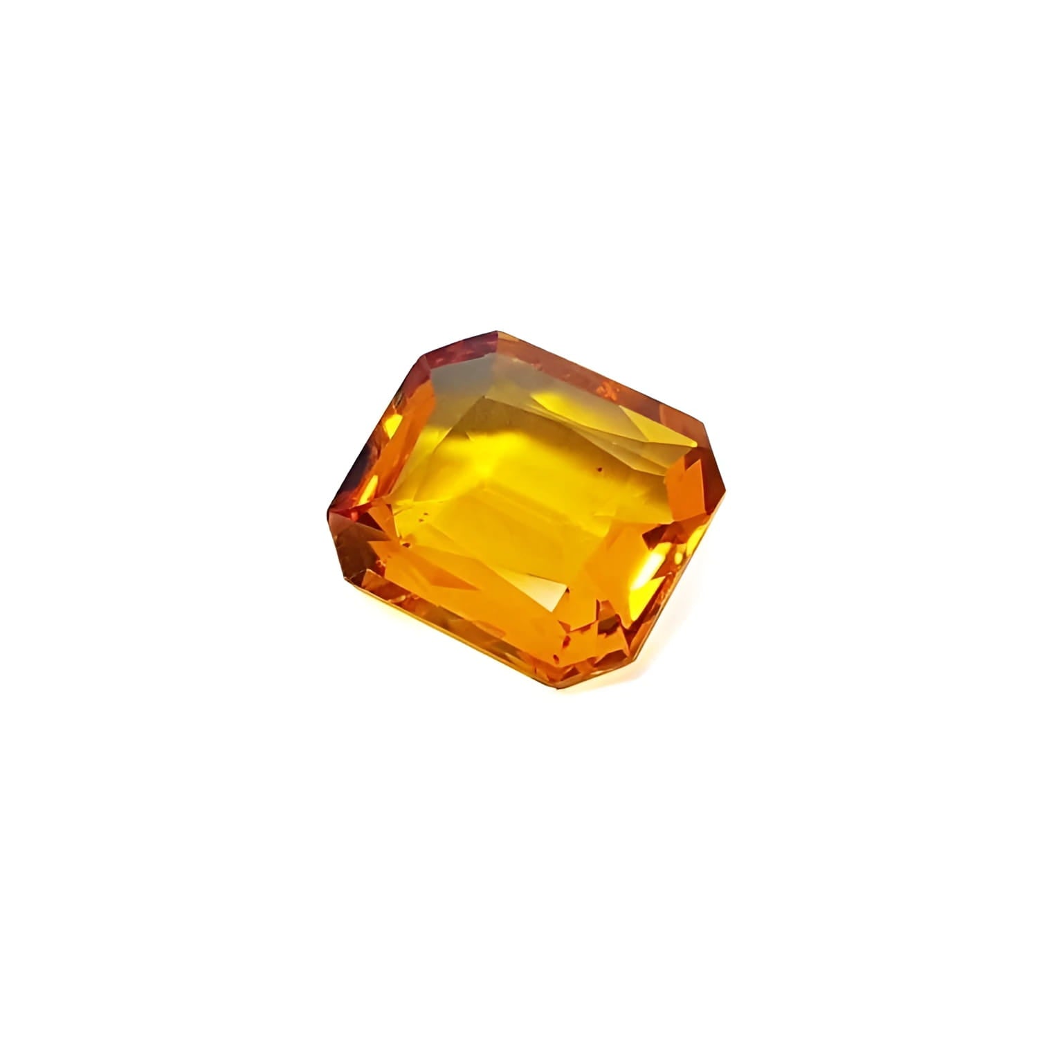 This 2.96 ct. loose natural sapphire, with its yellow Madeira hue and emerald cut, truly stands out with an unbelievably vibrant and evenly distributed color.