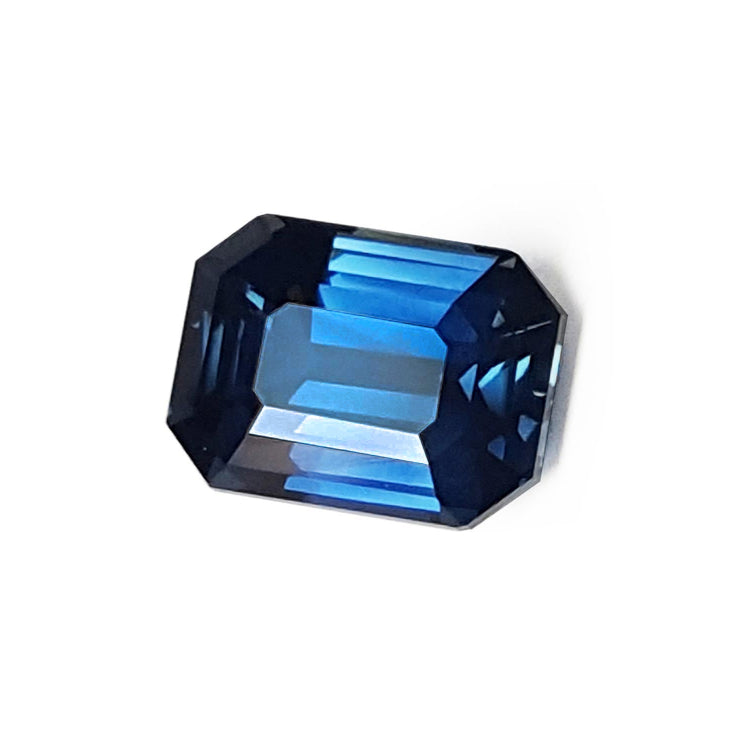 3.53 ct. GIA Certified Natural Loose Sapphire Intense Blue Greenish Color Emerald cut