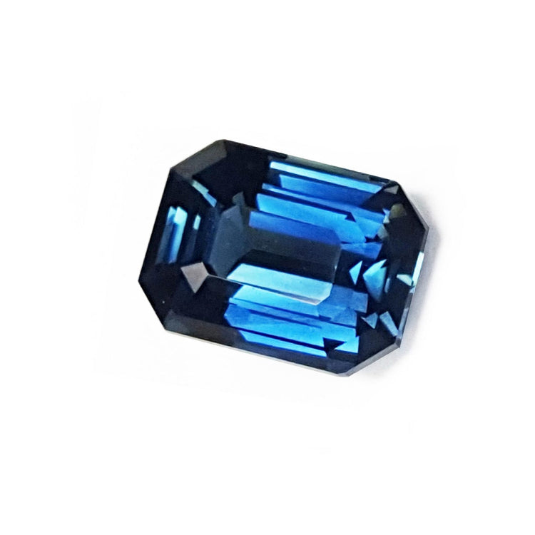 3.53 ct. GIA Certified Natural Loose Sapphire Intense Blue Greenish Color Emerald cut