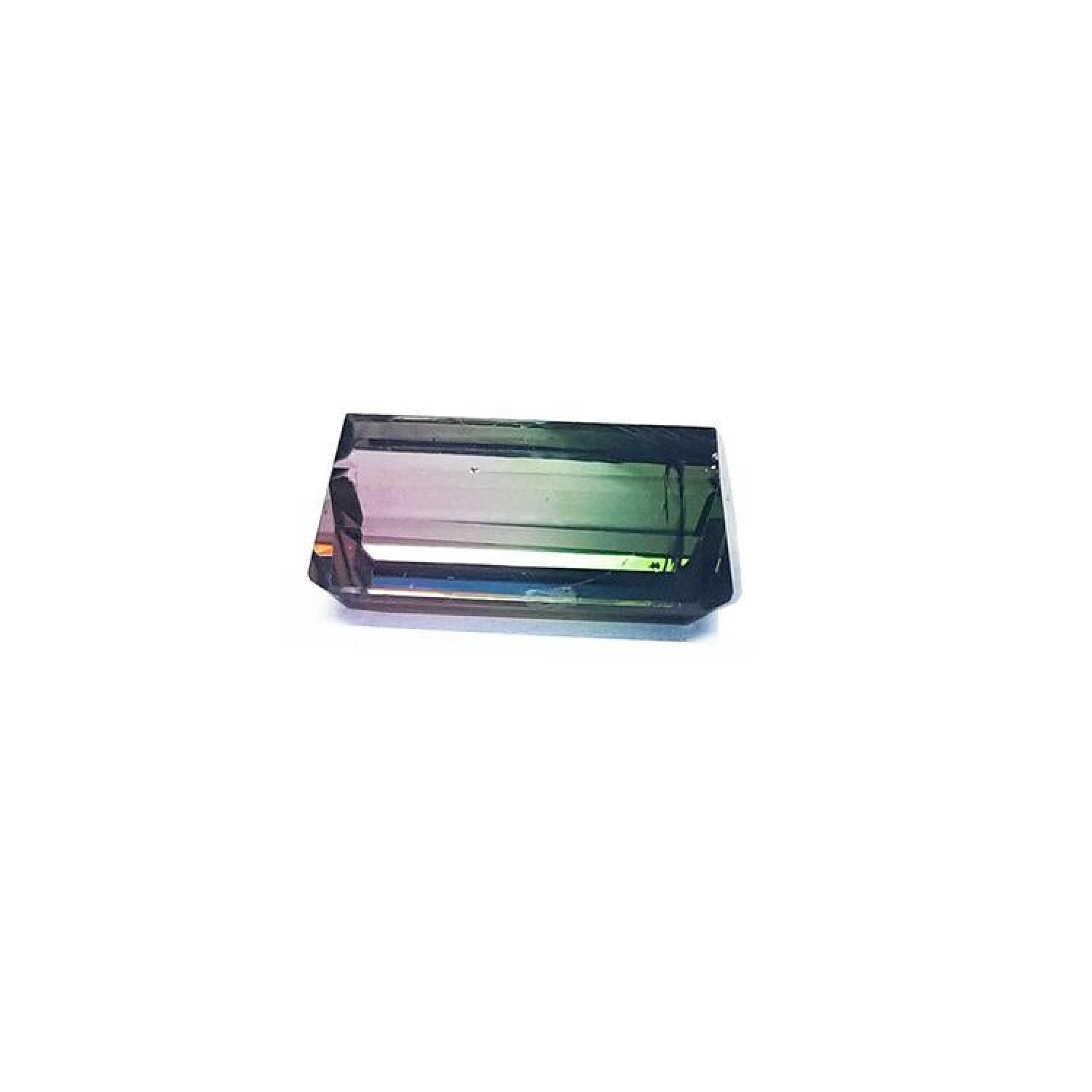 3.20 ct. loose Brazilian watermelon tourmaline gemstone with strong green and soft pink hues.