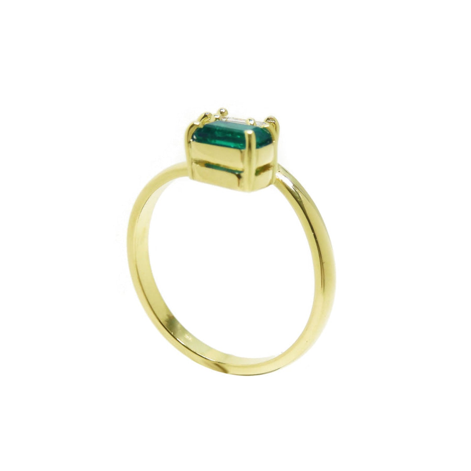 Toi et Moi Two Stone Emerald Diamond Ring 18k Gold
